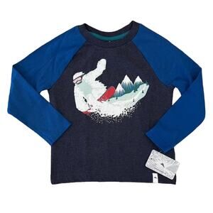 NWT Tommy Bahama Boys' Navy W/Yeti Snow Boarder Graphic Raglan Tee - SIZE XS 4
